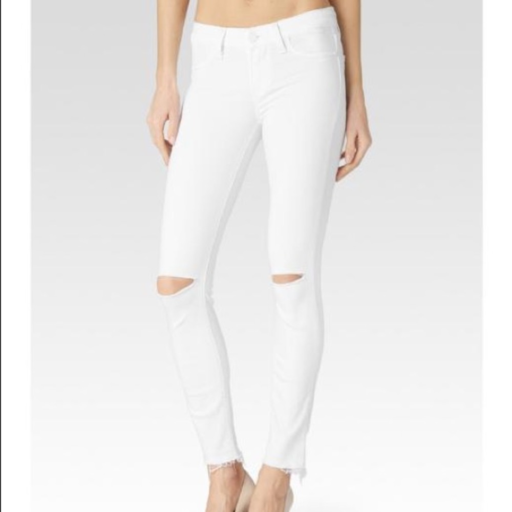 Paige Denim Verdigo Ankle Jean Distressed